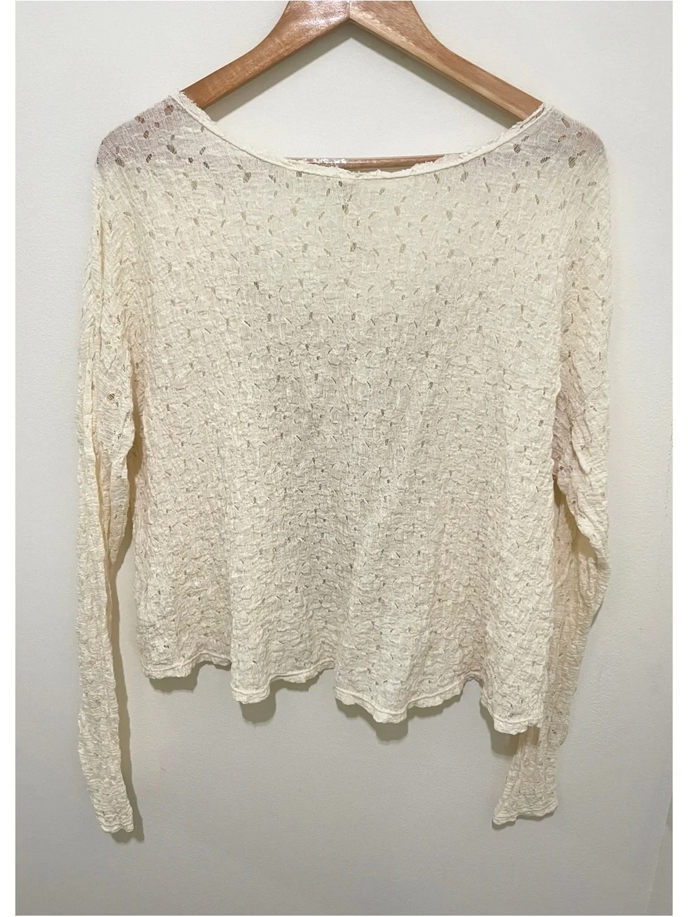 Free People Cream Crochet-Detail Layered Top, Size Large